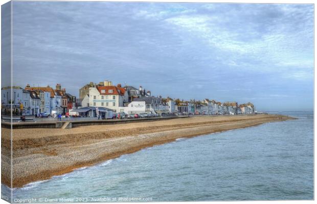 Deal sea front and promenade.  Canvas Print by Diana Mower