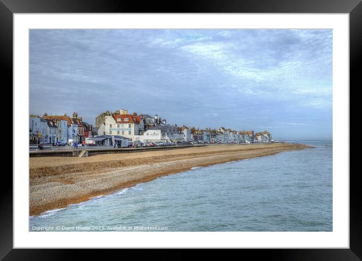Deal sea front and promenade.  Framed Mounted Print by Diana Mower