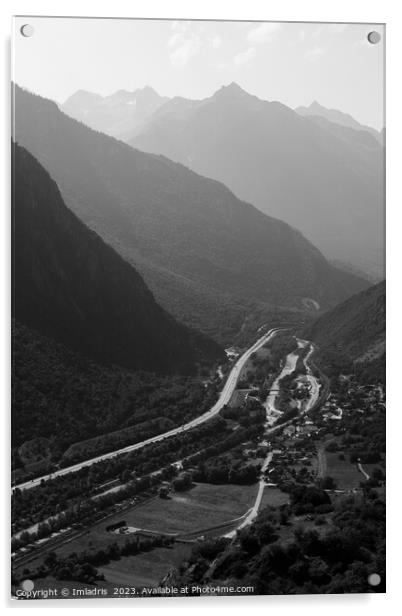 Maurienne Valley, Rhone-Alps, France. Monochrome Acrylic by Imladris 