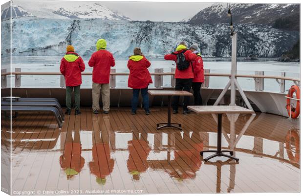 Passengers on the Hurtigruten Ship Roald Amundsen looking at Harvard Glacier , Alaska, USA Canvas Print by Dave Collins