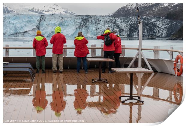 Passengers on the Hurtigruten Ship Roald Amundsen looking at Harvard Glacier , Alaska, USA Print by Dave Collins