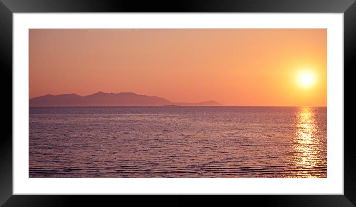 Scottish mountain sunset, Arran from Prestwick Framed Mounted Print by Allan Durward Photography