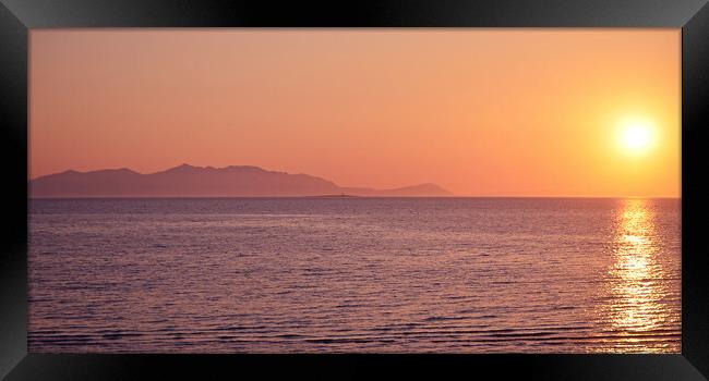 Scottish mountain sunset, Arran from Prestwick Framed Print by Allan Durward Photography