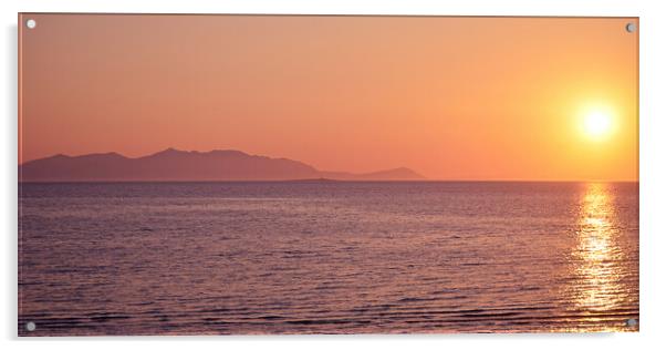Scottish mountain sunset, Arran from Prestwick Acrylic by Allan Durward Photography