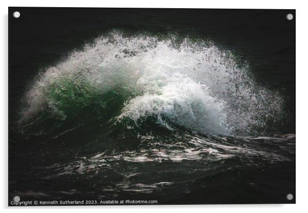 Crashing and Clashing waves Acrylic by Kenneth Sutherland