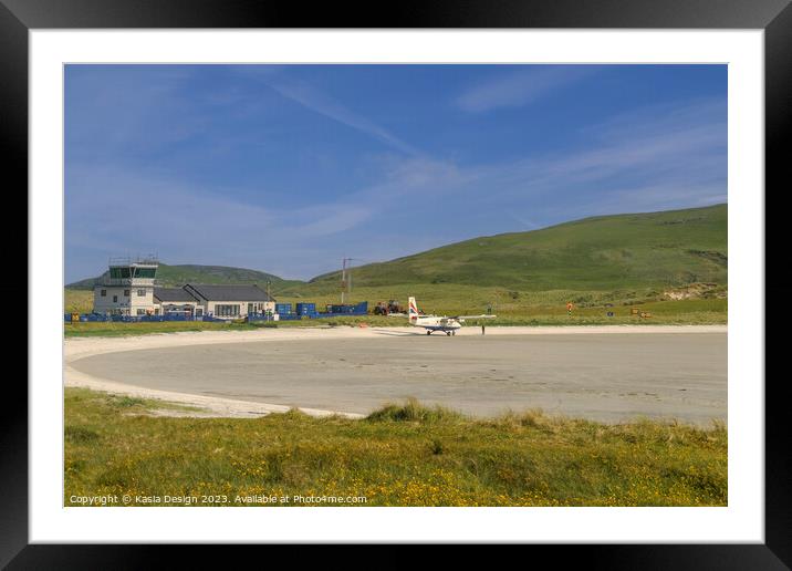 Plane at Barra Beach Airport Framed Mounted Print by Kasia Design