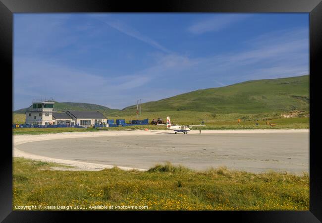 Plane at Barra Beach Airport Framed Print by Kasia Design