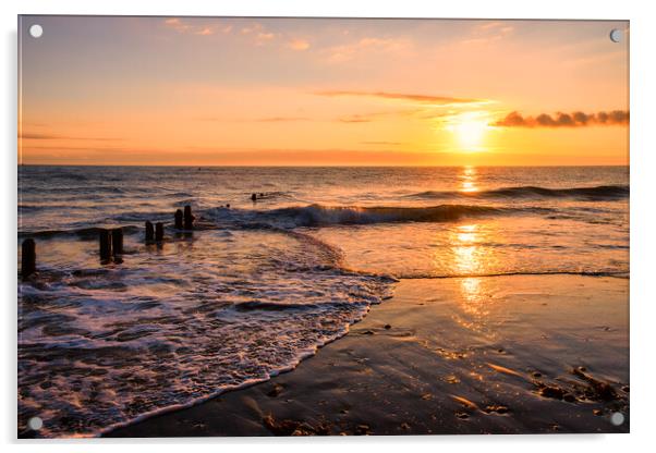 Sunrise at Sandsend North Yorkshire Acrylic by Tim Hill