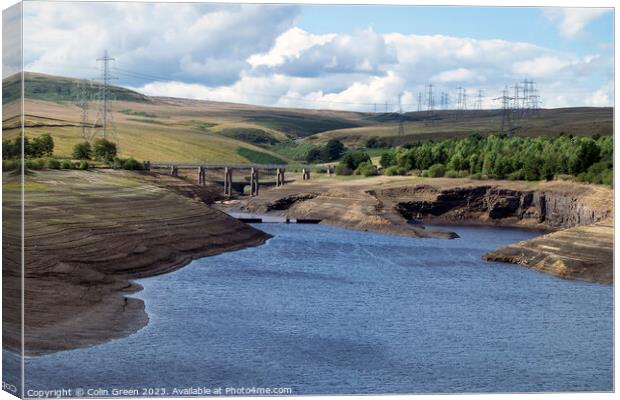 Low Water at Baitings Reservoir Canvas Print by Colin Green