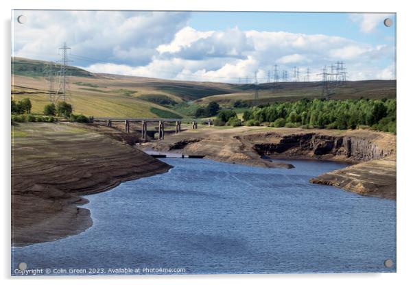 Low Water at Baitings Reservoir Acrylic by Colin Green