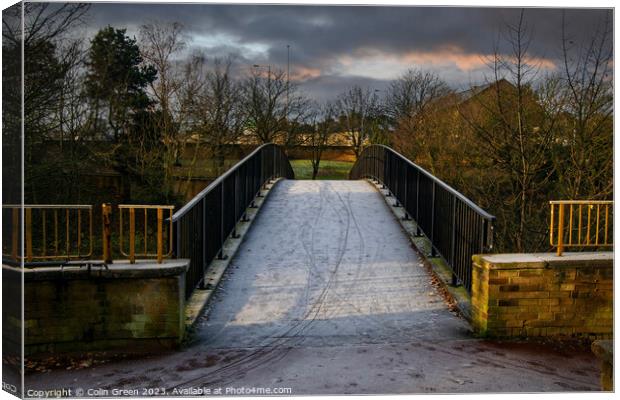Forsty Footbridge Canvas Print by Colin Green
