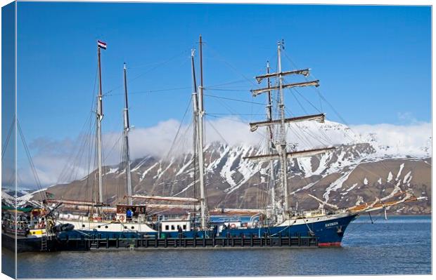Sailing Ship Antigua in Longyearbyen harbour Svalbard Canvas Print by Martyn Arnold