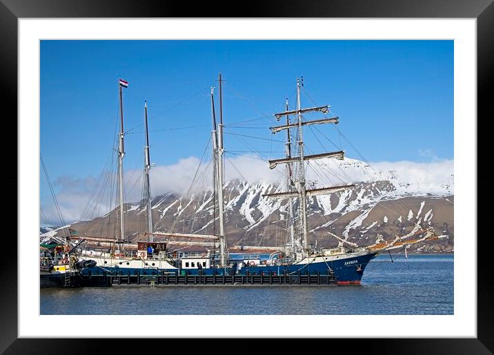 Sailing Ship Antigua in Longyearbyen harbour Svalbard Framed Mounted Print by Martyn Arnold