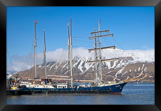Sailing Ship Antigua in Longyearbyen harbour Svalbard Framed Print by Martyn Arnold