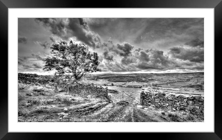Magnificent Moors - North Yorkshire monochrome Framed Mounted Print by Cass Castagnoli