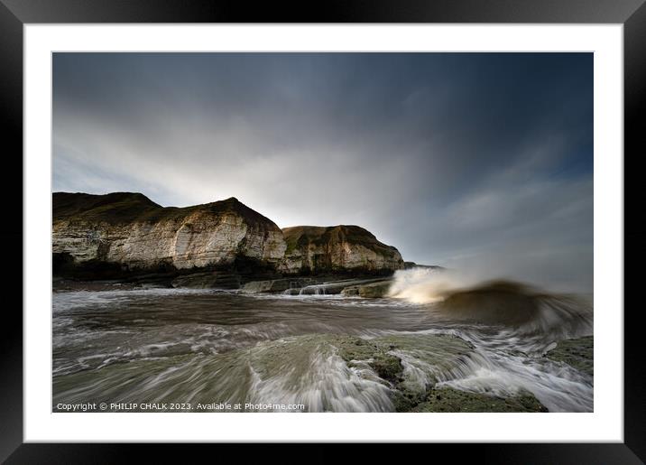 Thornwick bay storm 1011 Framed Mounted Print by PHILIP CHALK