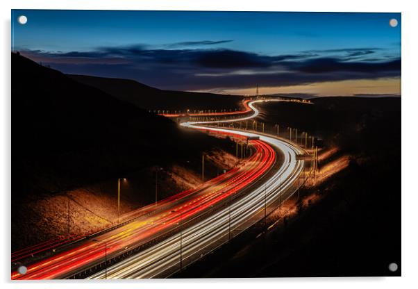 M62 Light Trails Acrylic by Mark Stephen Rosser