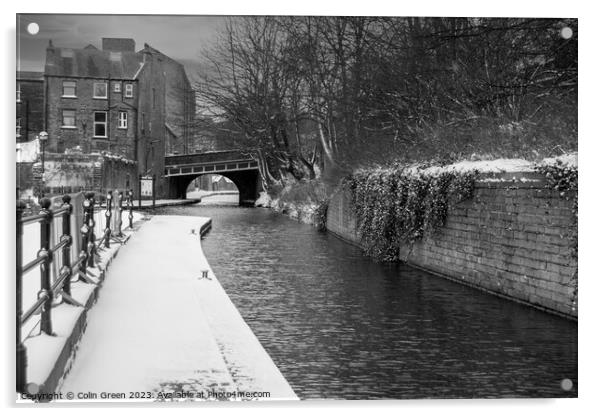 Winter on the Rochdale Canal Acrylic by Colin Green