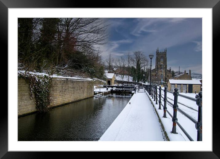 Snow at Tuel Lane Lock. Framed Mounted Print by Colin Green