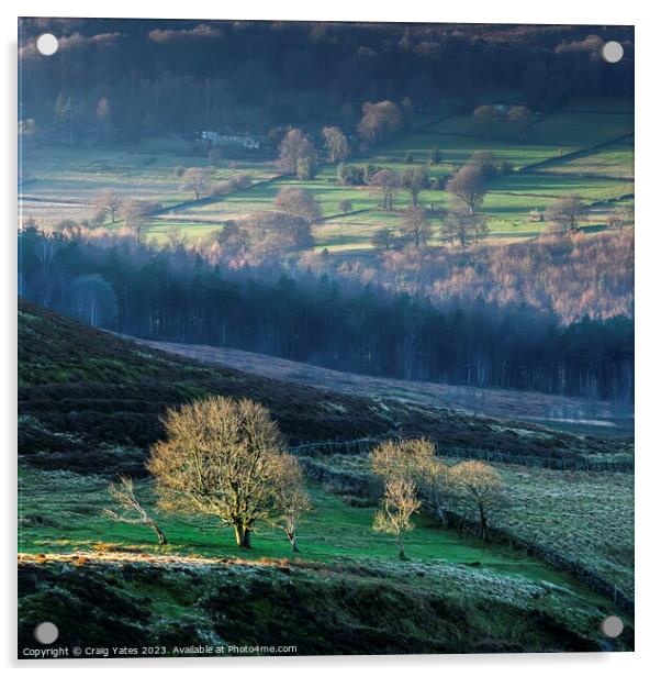 Peak District Morning Landscape Light Derbyshire. Acrylic by Craig Yates