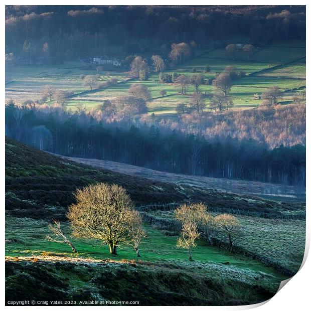 Peak District Morning Landscape Light Derbyshire. Print by Craig Yates