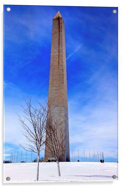 Washington Monument After the Snow Washington DC Acrylic by William Perry