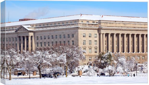 Commerce Department After the Snow Washington DC Canvas Print by William Perry