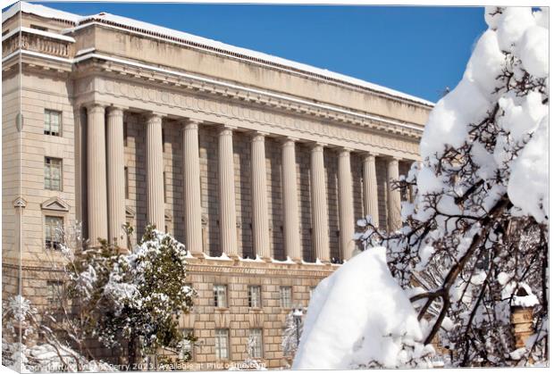 Commerce Department After the Snow Constitution Avenue Washingto Canvas Print by William Perry
