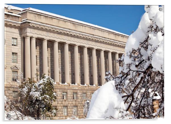 Commerce Department After the Snow Constitution Avenue Washingto Acrylic by William Perry