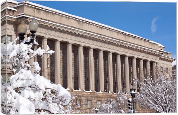 Commerce Department After the Snow Constitution Avenue Washingto Canvas Print by William Perry