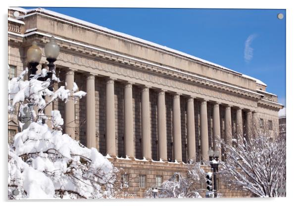 Commerce Department After the Snow Constitution Avenue Washingto Acrylic by William Perry