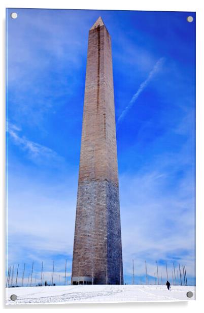 Washington Monument After the Snow Washington DC Acrylic by William Perry