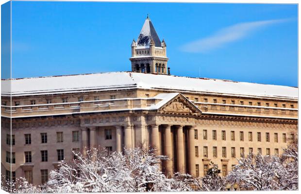 Commerce Department Old Post Office After the Snow Constitution  Canvas Print by William Perry