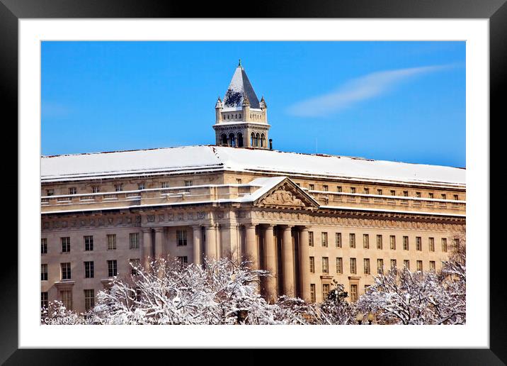Commerce Department Old Post Office After the Snow Constitution  Framed Mounted Print by William Perry