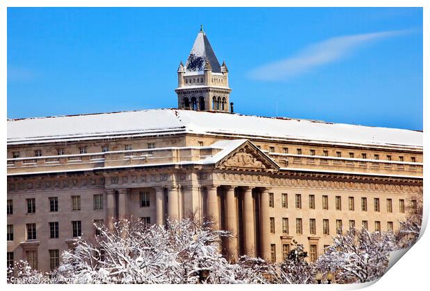 Commerce Department Old Post Office After the Snow Constitution  Print by William Perry