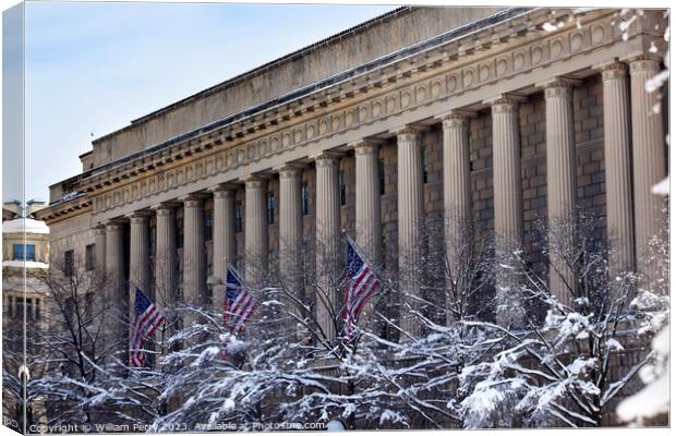 Commerce Department After the Snow Washington DC Canvas Print by William Perry