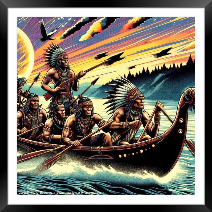 WARRIORS OF THE WASTELANDS-RIVER RUN 7 Framed Mounted Print by OTIS PORRITT