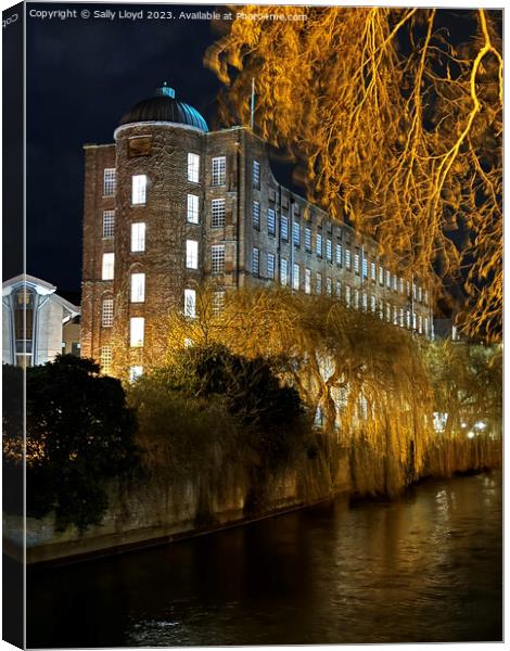 St James Mill Norwich at Night Canvas Print by Sally Lloyd