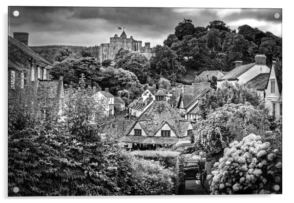 Dunster Village and Castle Acrylic by Darren Galpin