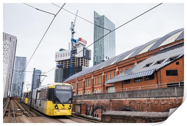 Metrolink tram approaching Manchester city centre Print by Jason Wells