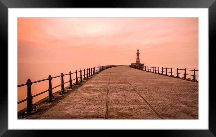 Roker Pier Sunrise: Haway The Lads Framed Mounted Print by Tim Hill