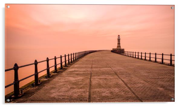 Roker Pier Sunrise: Haway The Lads Acrylic by Tim Hill