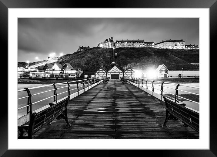 Saltburn by the Sea Black and White Framed Mounted Print by Tim Hill