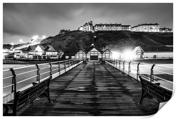 Saltburn by the Sea Black and White Print by Tim Hill