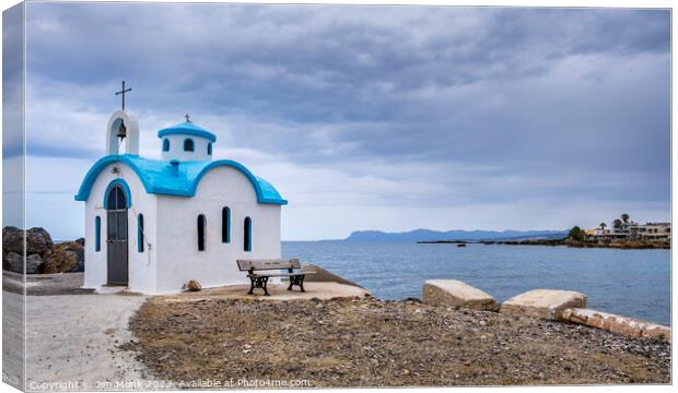 Church of Agios Dionysios of Olymbos, Crete Canvas Print by Jim Monk