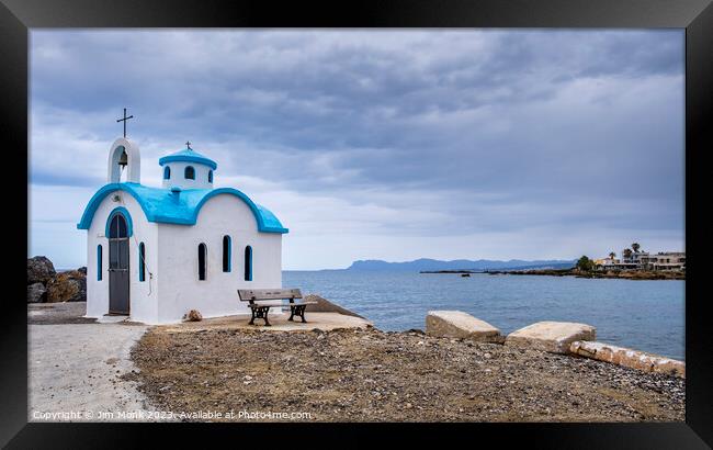 Church of Agios Dionysios of Olymbos, Crete Framed Print by Jim Monk
