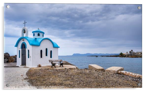 Church of Agios Dionysios of Olymbos, Crete Acrylic by Jim Monk