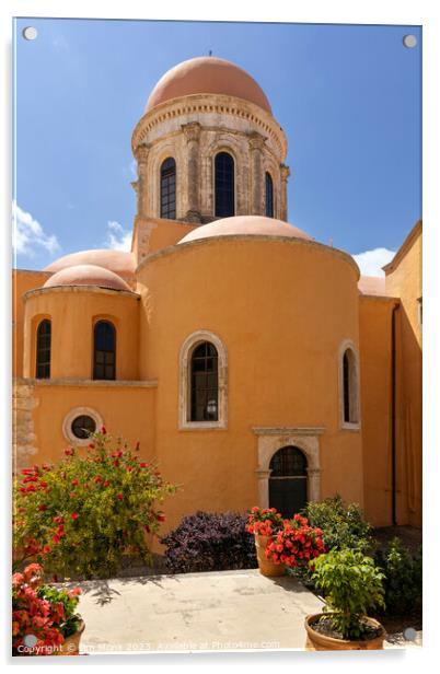 The beautiful Agia Triada Monastery in Crete Acrylic by Jim Monk