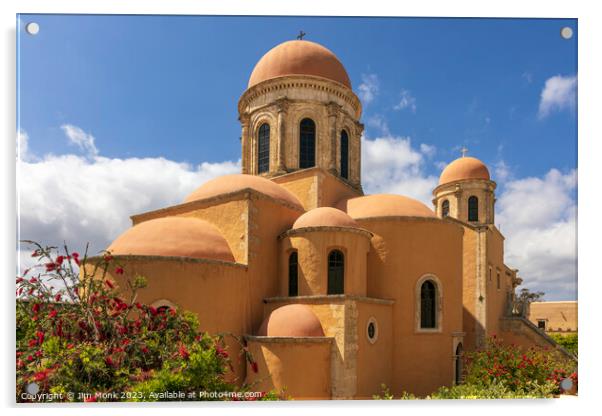 Agia Triada Monastery, Crete Acrylic by Jim Monk