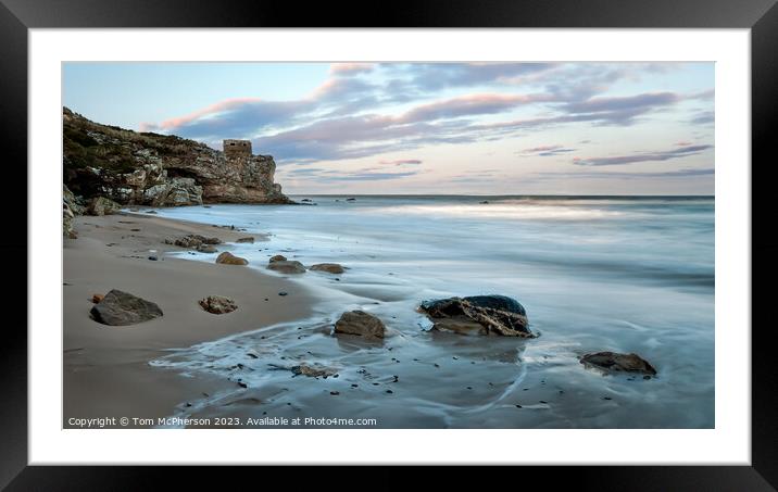 Covesea Caves Beach Lossiemouth Framed Mounted Print by Tom McPherson